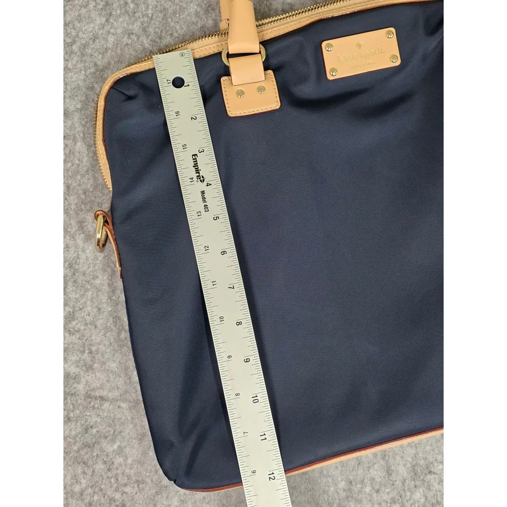 Kate Spade Kennedy Park Calista Laptop Bag‎ Navy Blue Nylon Leather Trim Lined
